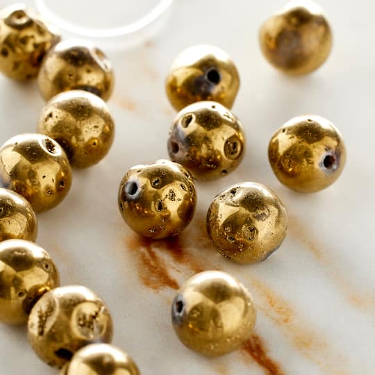 12 Pack: 10mm Gold Plated Druzy Agate by Bead Landing™